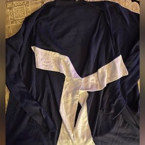 Women’s Open Sweater Navy w/ white trimming Fashion Top Size Small